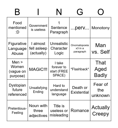 illustrated man short shories Bingo Card