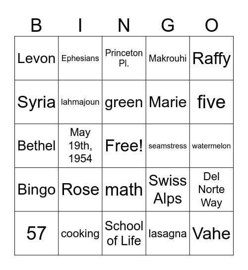 Takouhi's 90th Birthday! Bingo Card