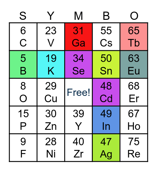 SYMBO CARD Bingo Card