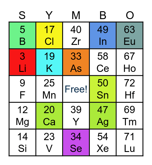 SYMBO CARD Bingo Card