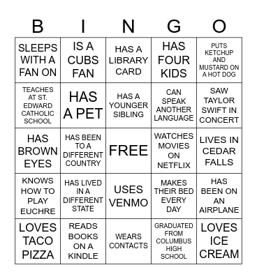 FIND SOMEONE WHO... Bingo Card
