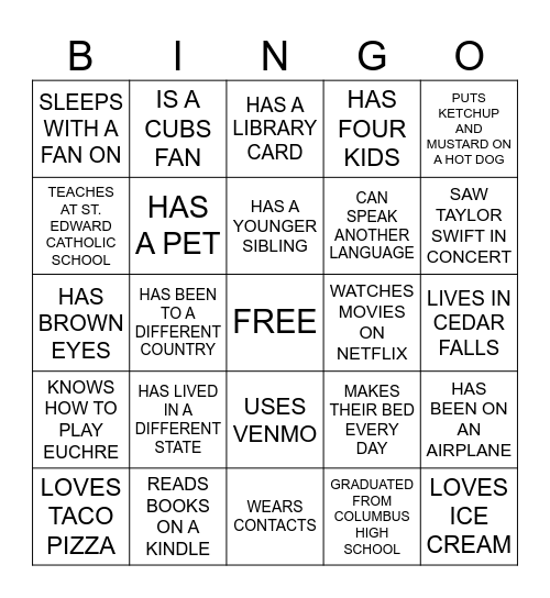 FIND SOMEONE WHO... Bingo Card