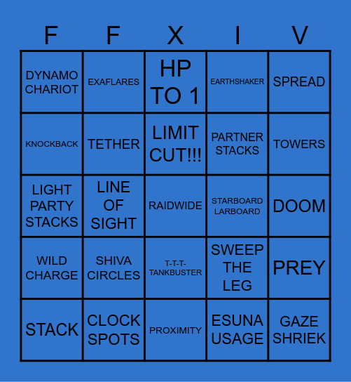 FFXIV RAID BOSS MECHANICS BINGO Card