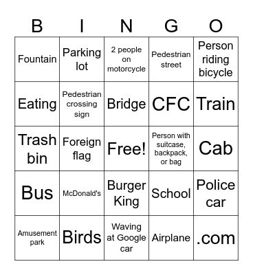 Geoguesser bingo Card