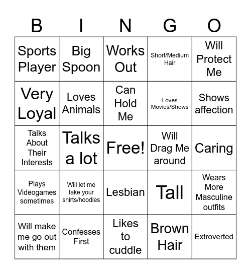 Are You Raine’s Type? (Female) Bingo Card