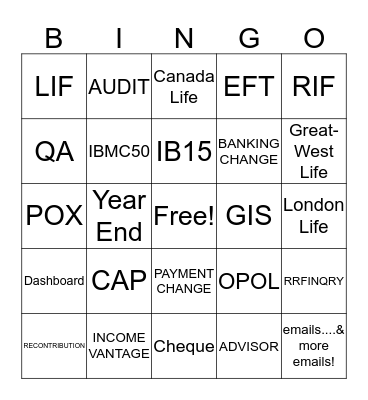 Legacy Income Bing Bingo Card