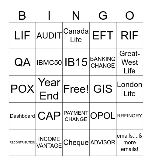 Legacy Income Bing Bingo Card