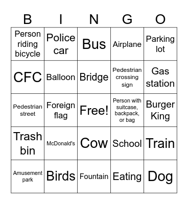Geoguesser bingo Card