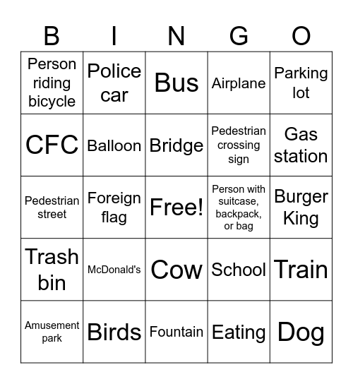 Geoguesser bingo Card