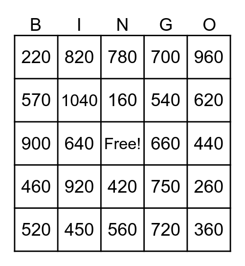 Multiplication Bingo! Bingo Card