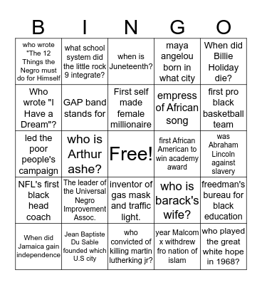 Did you Know Bingo Card