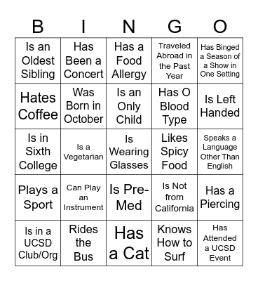 Find Someone Who... Bingo Card