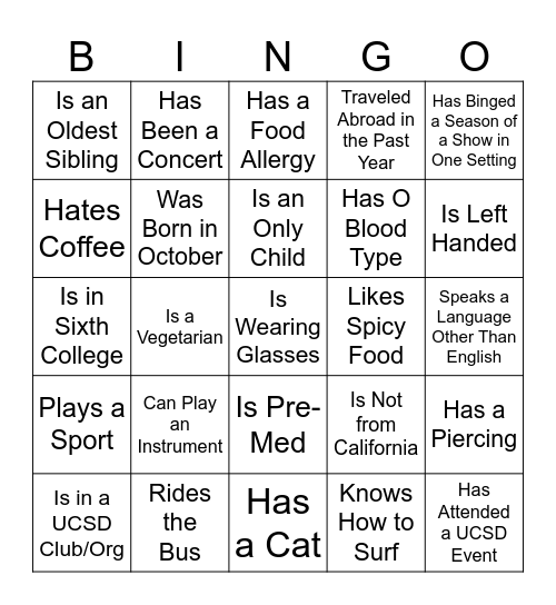 Find Someone Who... Bingo Card