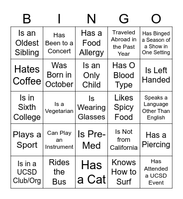 Find Someone Who... Bingo Card