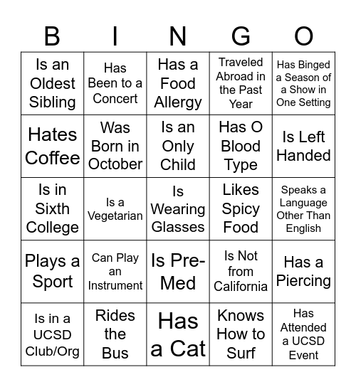 Find Someone Who... Bingo Card