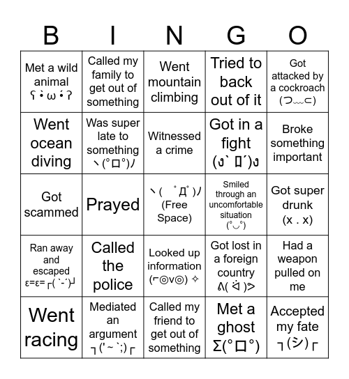The last time I was in a crisis, I... Bingo Card