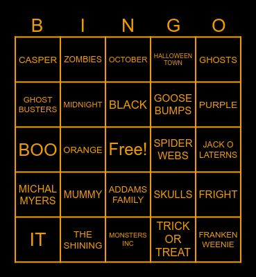 SPOOKY BINGO Card