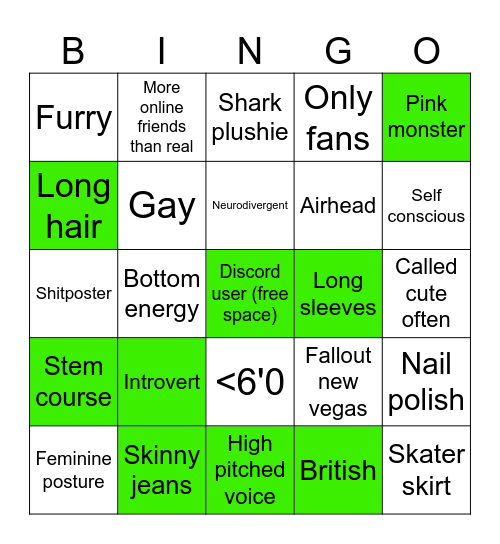 FEMBOY BINGO Card