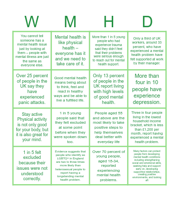 World Mental Health Day Bingo Card