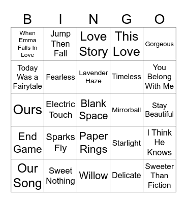 Bree's Wedding Shower Bingo Card