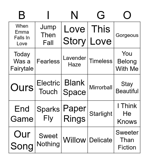 Bree's Wedding Shower Bingo Card