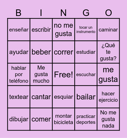 ¿Qué te gusta hacer? Bingo Card