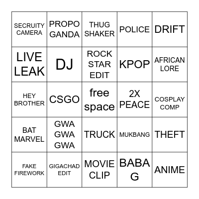 DOUYIN Bingo Card
