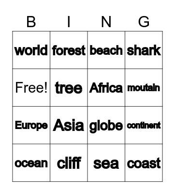 Landscapes Bingo Card