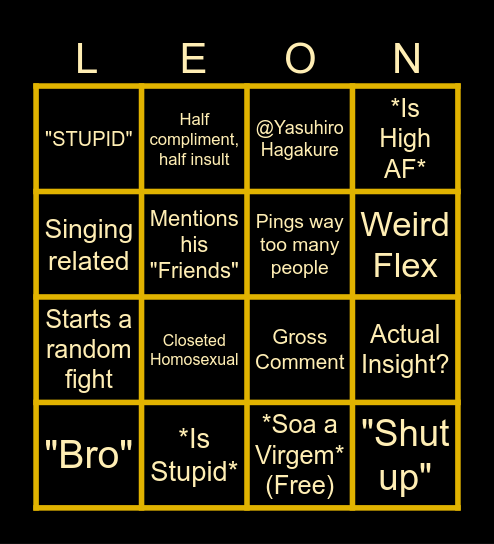 Leon Predictor 2.0 Bingo Card