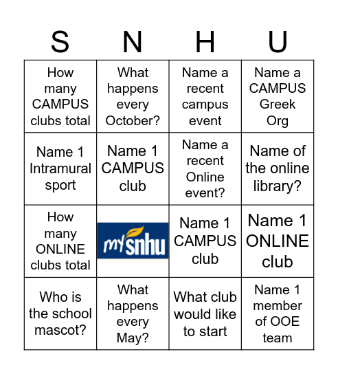 Involvement Fair Bingo Card