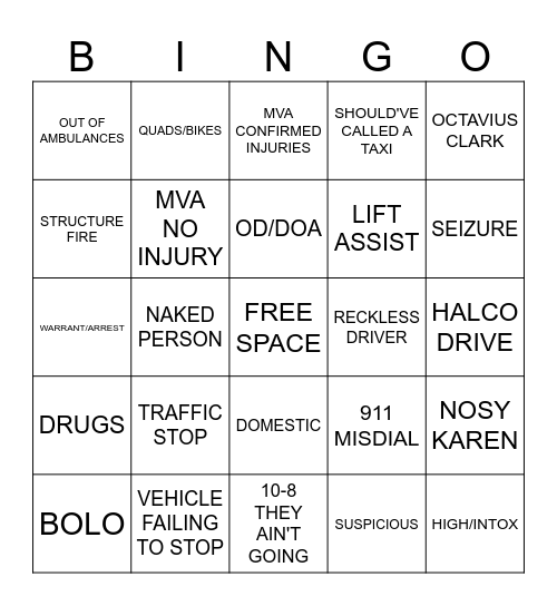 911 BIGNO Bingo Card