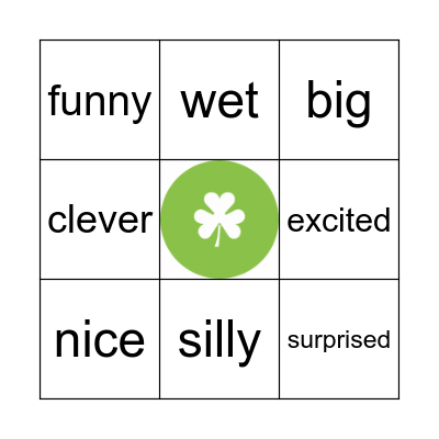 Adjectives Bingo Card