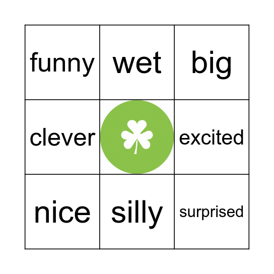 Adjectives Bingo Card