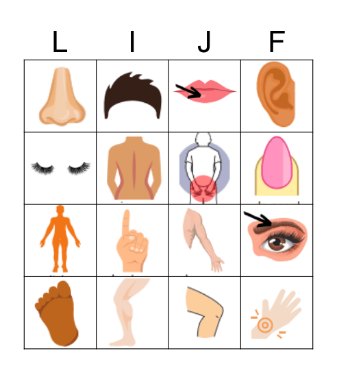 Bingo thema lichaam Bingo Card