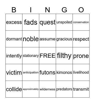 Level D  2 Bingo Card