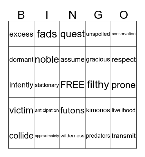 Level D  2 Bingo Card