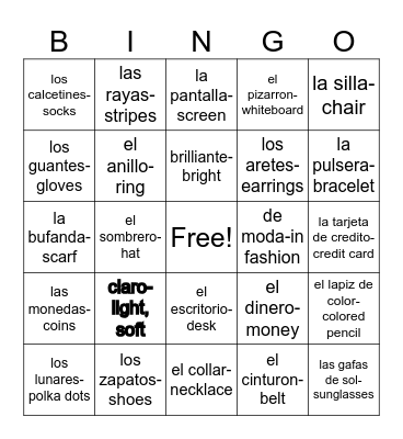 Lists 3-4 Bingo Card