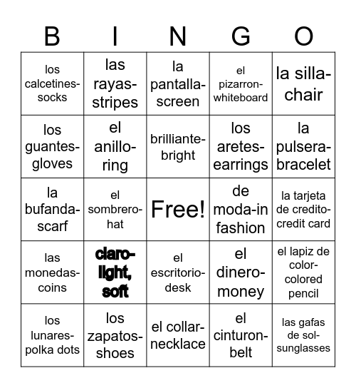 Lists 3-4 Bingo Card