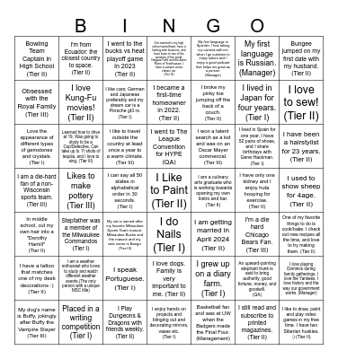 Fun Facts About MSC Bingo Card