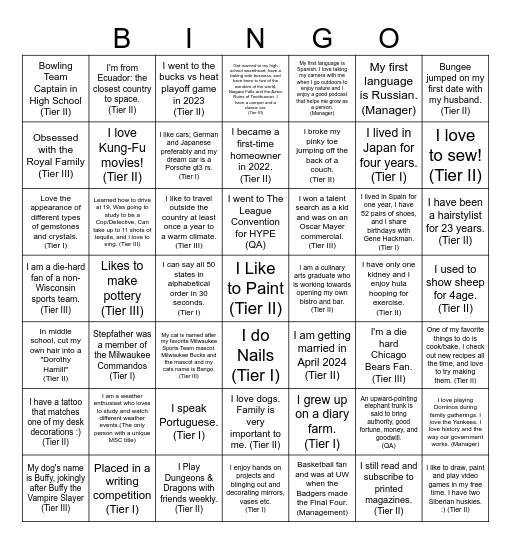 Fun Facts About MSC Bingo Card