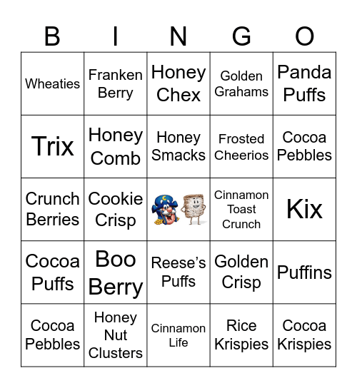 Cereal Bingo Card