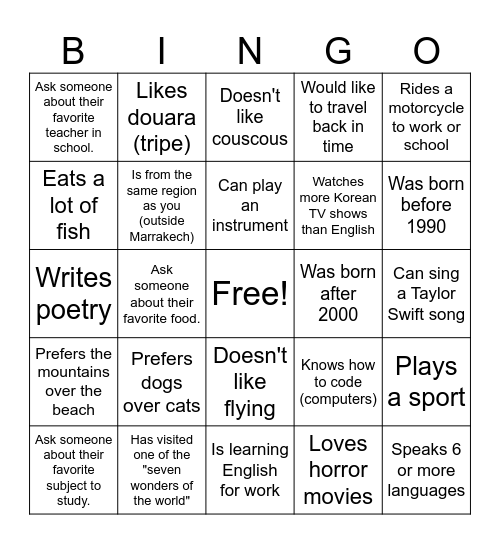 Untitled Bingo Card