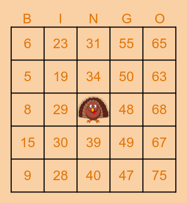 THANKSGIVING Bingo Card