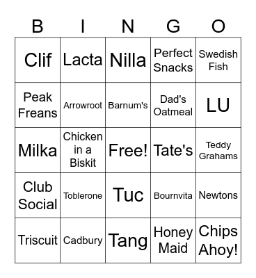 Mondelez Brands Bingo Card