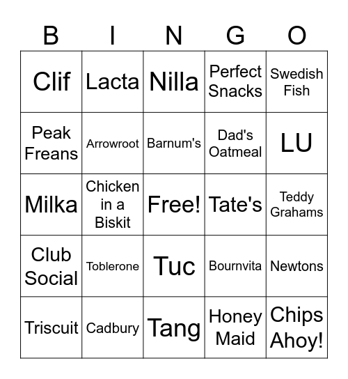 Mondelez Brands Bingo Card