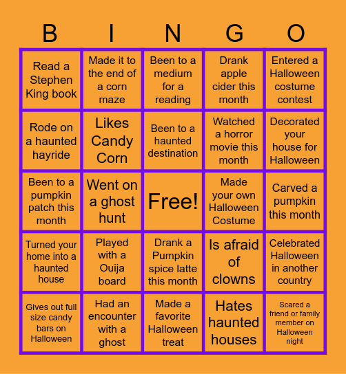 Halloween Bingo! Bingo Card