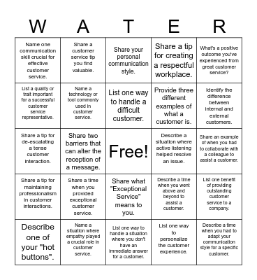 Charlotte Water Customer Service "Bingo" Bingo Card