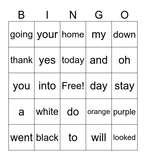 2nd Six Weeks Sight Words Bingo Card