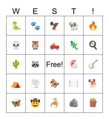 Wild West Bingo Card