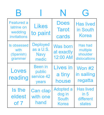 Find someone who... Bingo Card